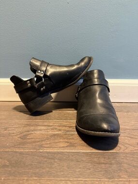 wild fable Black Ankle Booties with Strap and Stud Detail